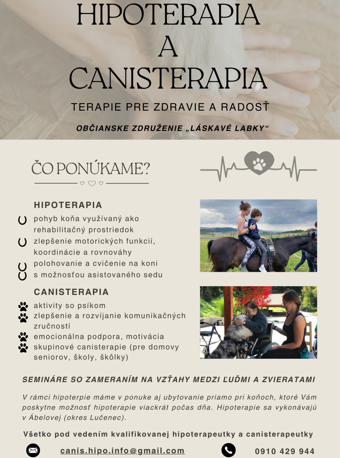 Canisterapia a hipoterapia